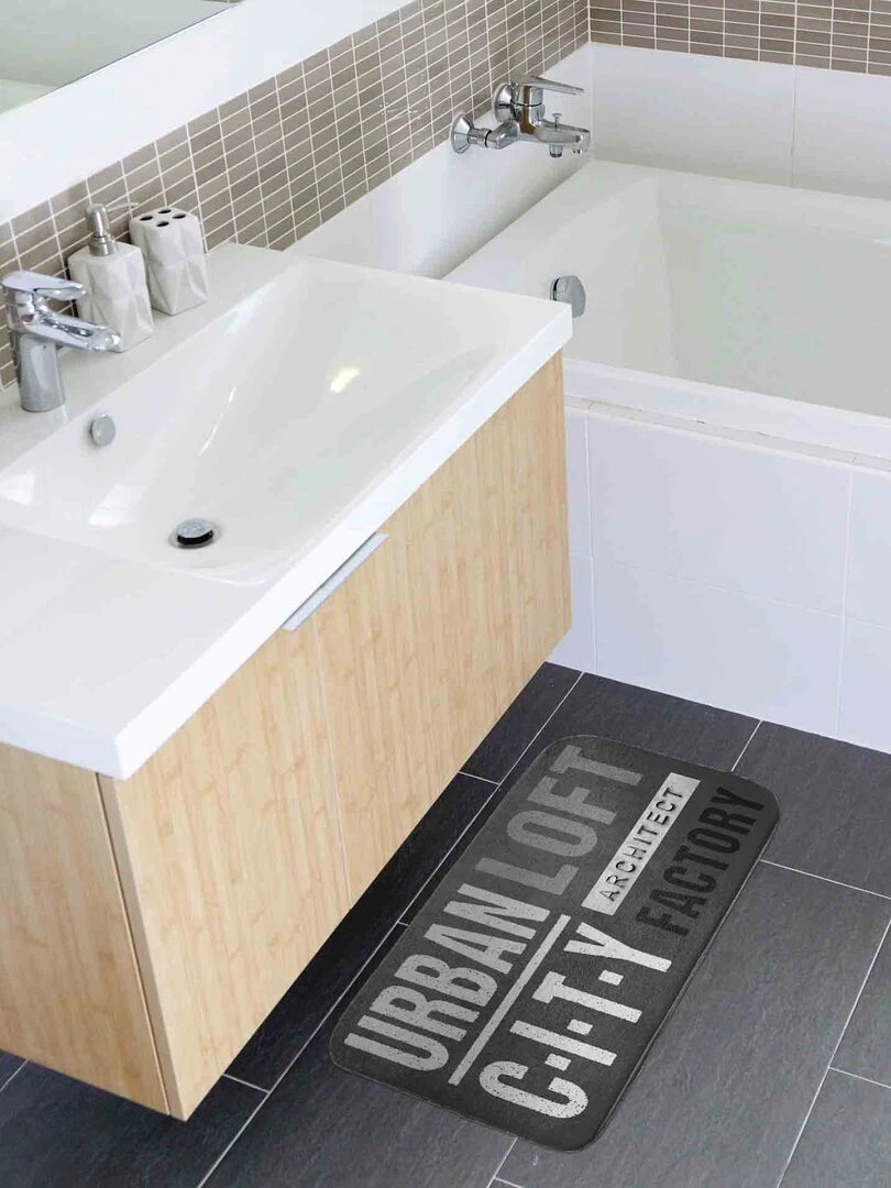 Tapis de bain urban loft gris anthracite