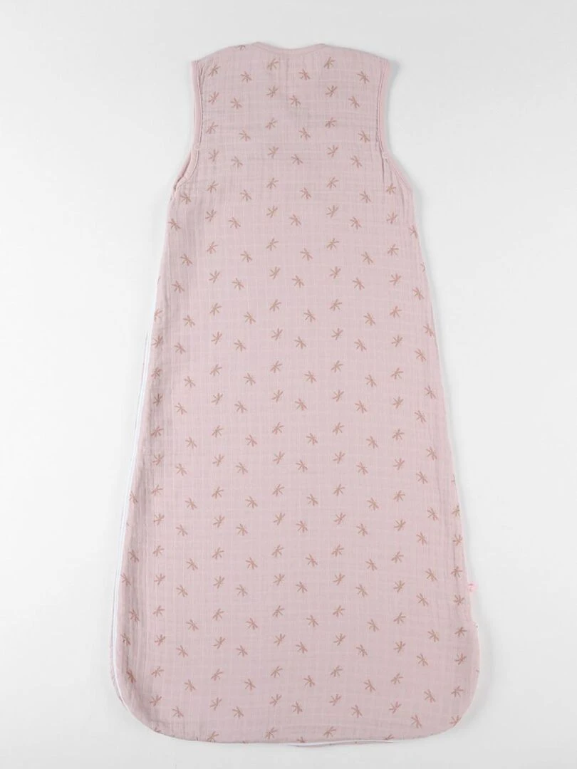 Gigoteuse 100 cm libellules en mousseline ouatinée  poudré   Noukie's   Rose