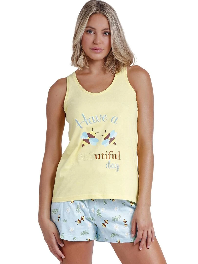 Pyjama short débardeur Beeutiful Jaune