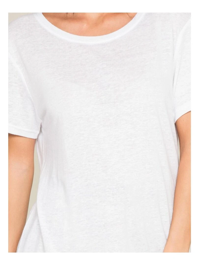 T shirt col rond lin FREDILLE   Blanc