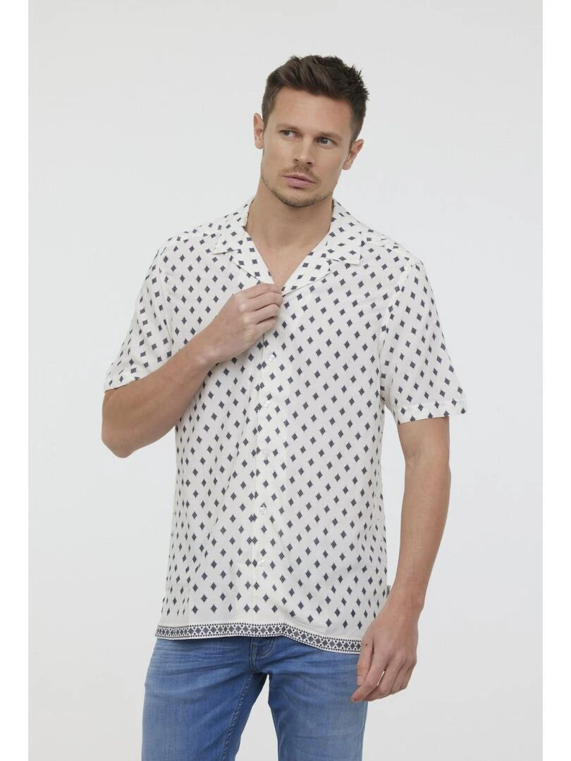 Lee Cooper   Chemise manches courtes viscose relax DARUS   Bleu foncé