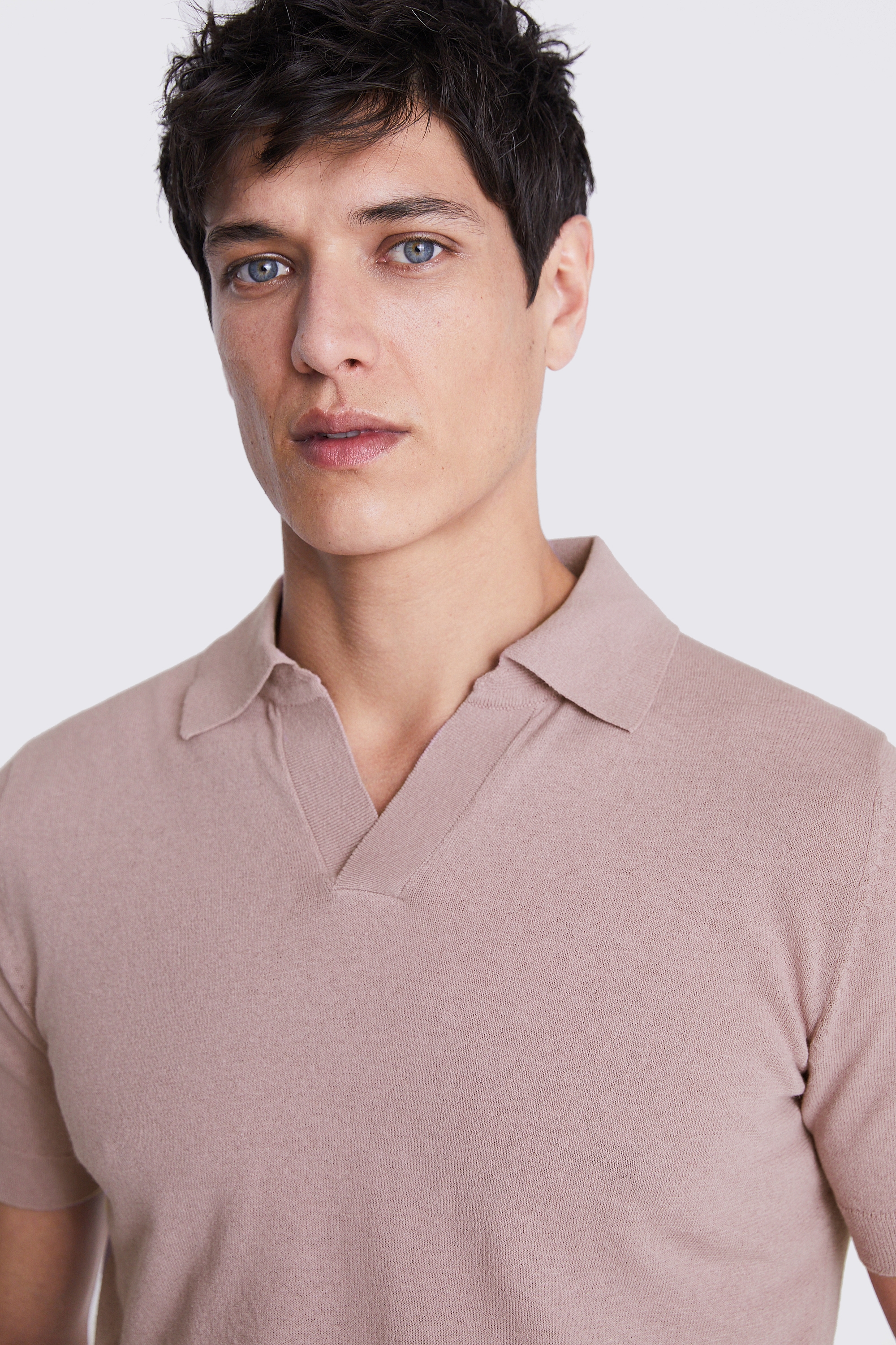 Linen Blend Pink Skipper Polo   Buy Online at Moss
