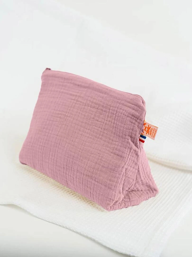 Trousse de Toilette en Coton Bio Rose Rose