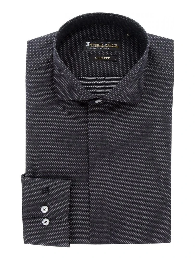 Chemise mode gorge cachée à motifs ANDREA Noir