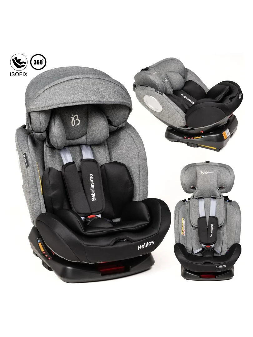 BEBELISSIMO Siège auto Isofix pivotant 360 ° groupe 0+/1/2/3 (0 36kg) Hellios Plus gris / Gris foncé