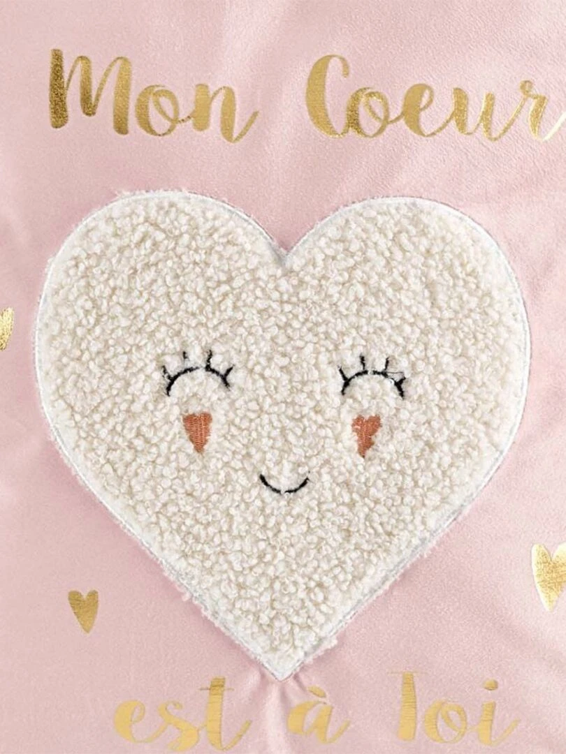 Coussin 40x40 velours métallisé sherpa Lilylove Rose