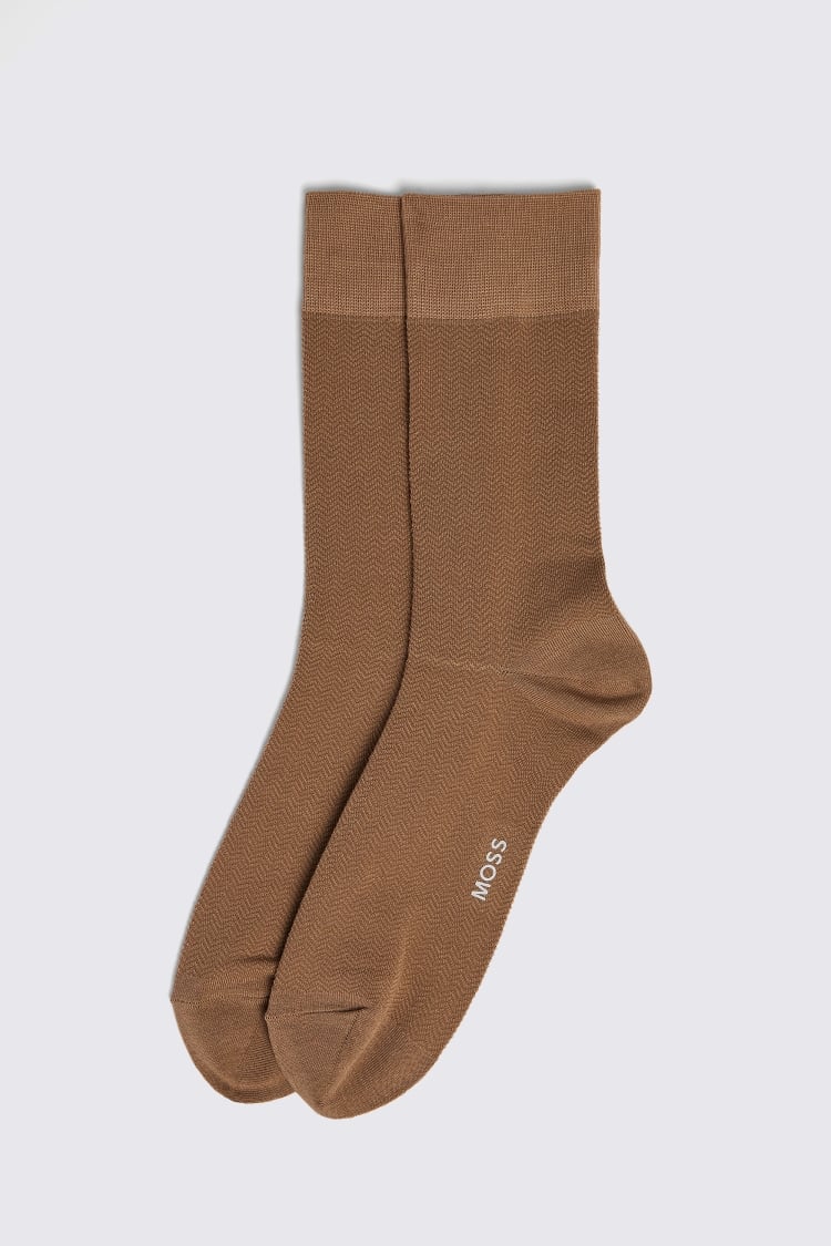 Taupe Herringbone Socks Buy Online at Moss