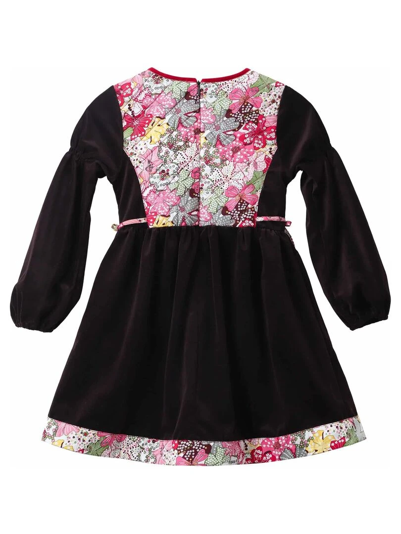 Robe Hiver Fille  Velours Marron Fleuri Liberty Rouge  MARGOT   'LA FAUTE A VOLTAIRE'   Rouge