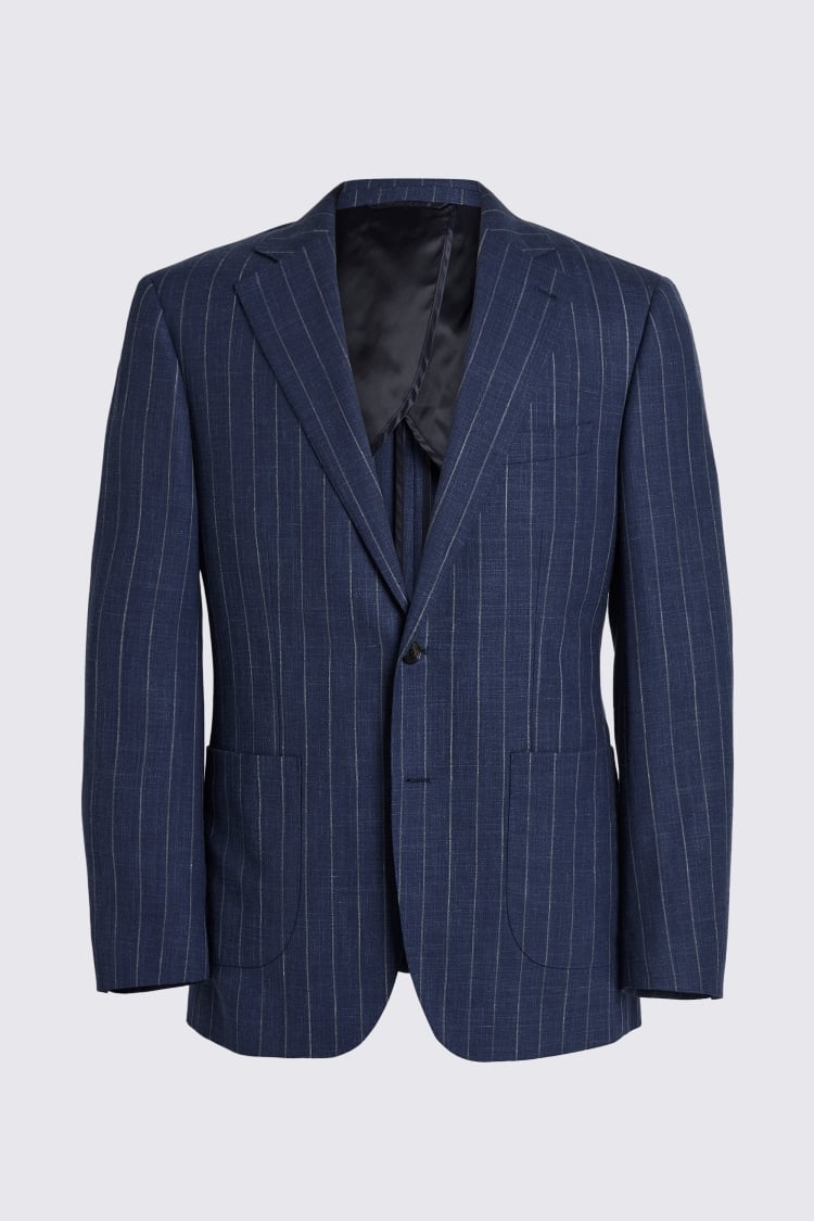 Italian Tailored Fit Blue Stripe Jacket   Buy Online at Moss