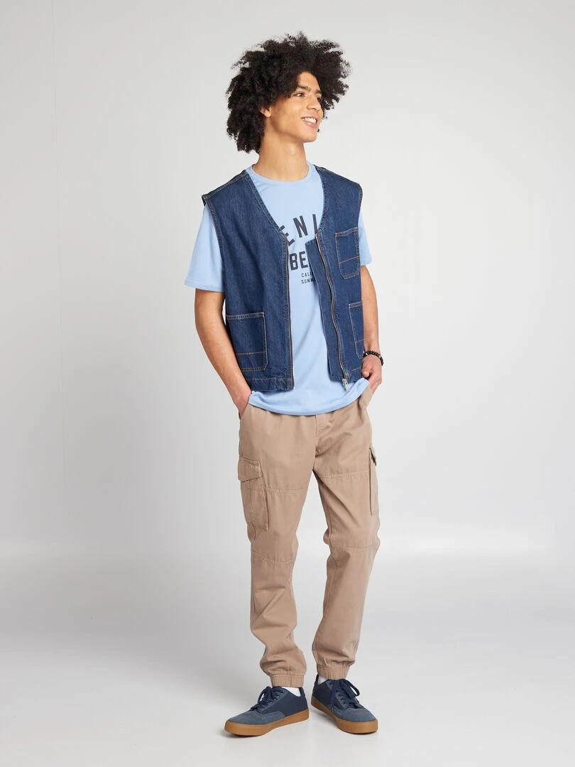 Pantalon avec poches sur les côtés Beige