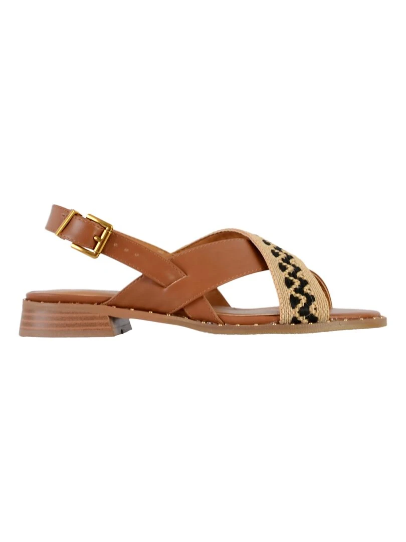 Sandale plate à bride The Divine Factory   Marron