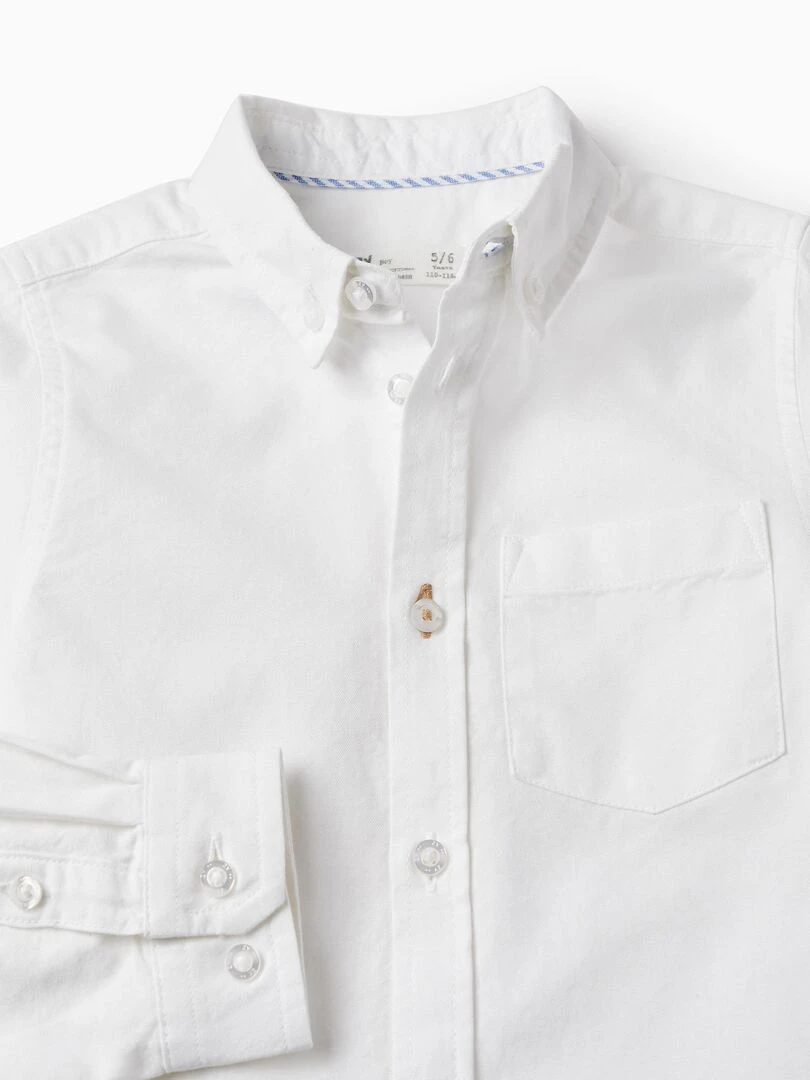 Chemise En Coton Pour Garçon manches longues   Blanc