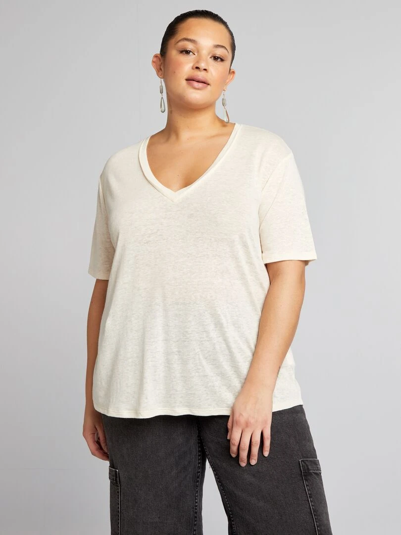 Tee shirt en lin fluide   Beige