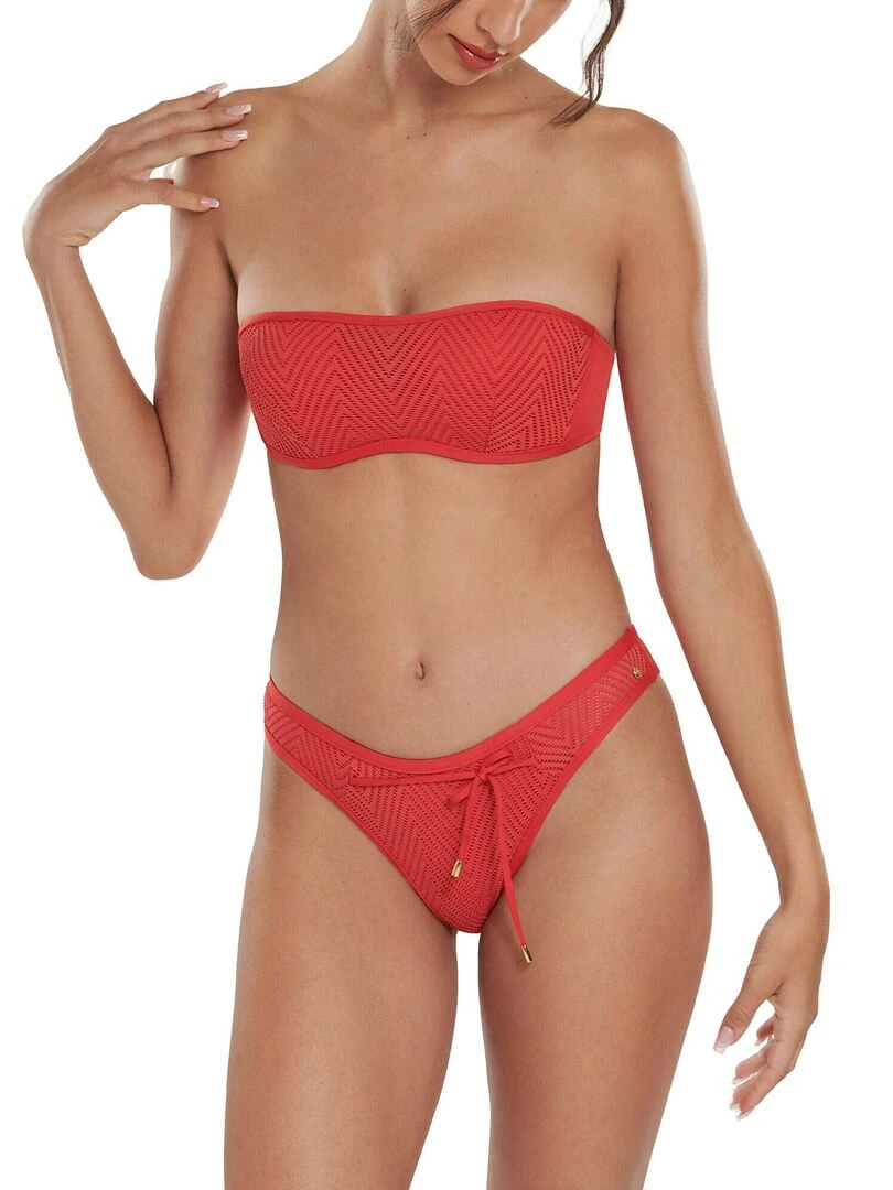 Bas maillot slip de bain échancré taille basse Santorini   Rouge