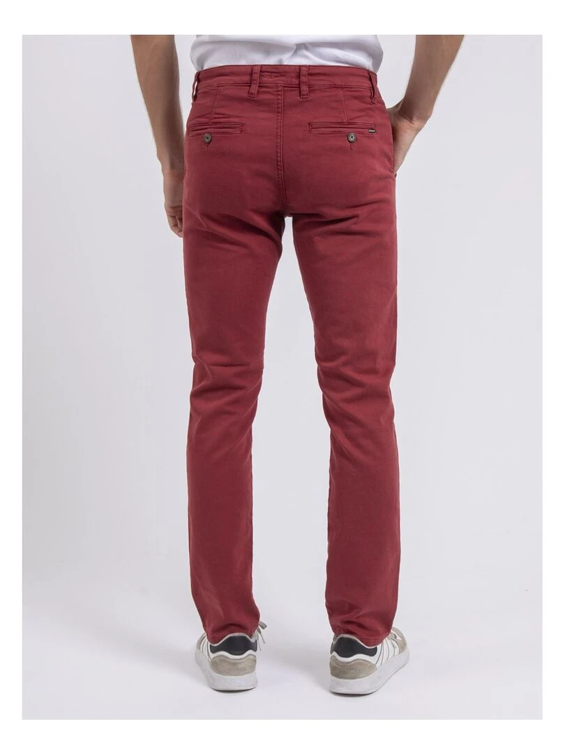 Pantalon chino coupe ajustée VALBACOL Bordeaux