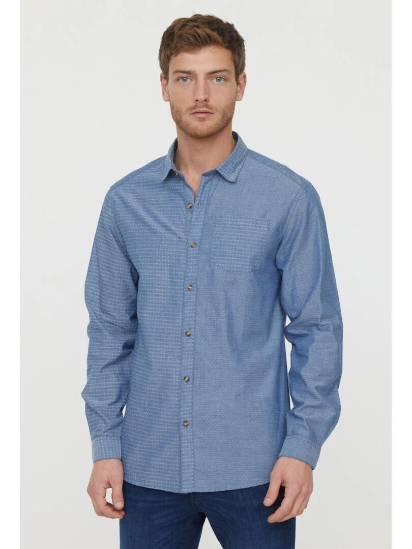 Lee Cooper Chemise manches longues coton regular DOUGO Bleu céladon
