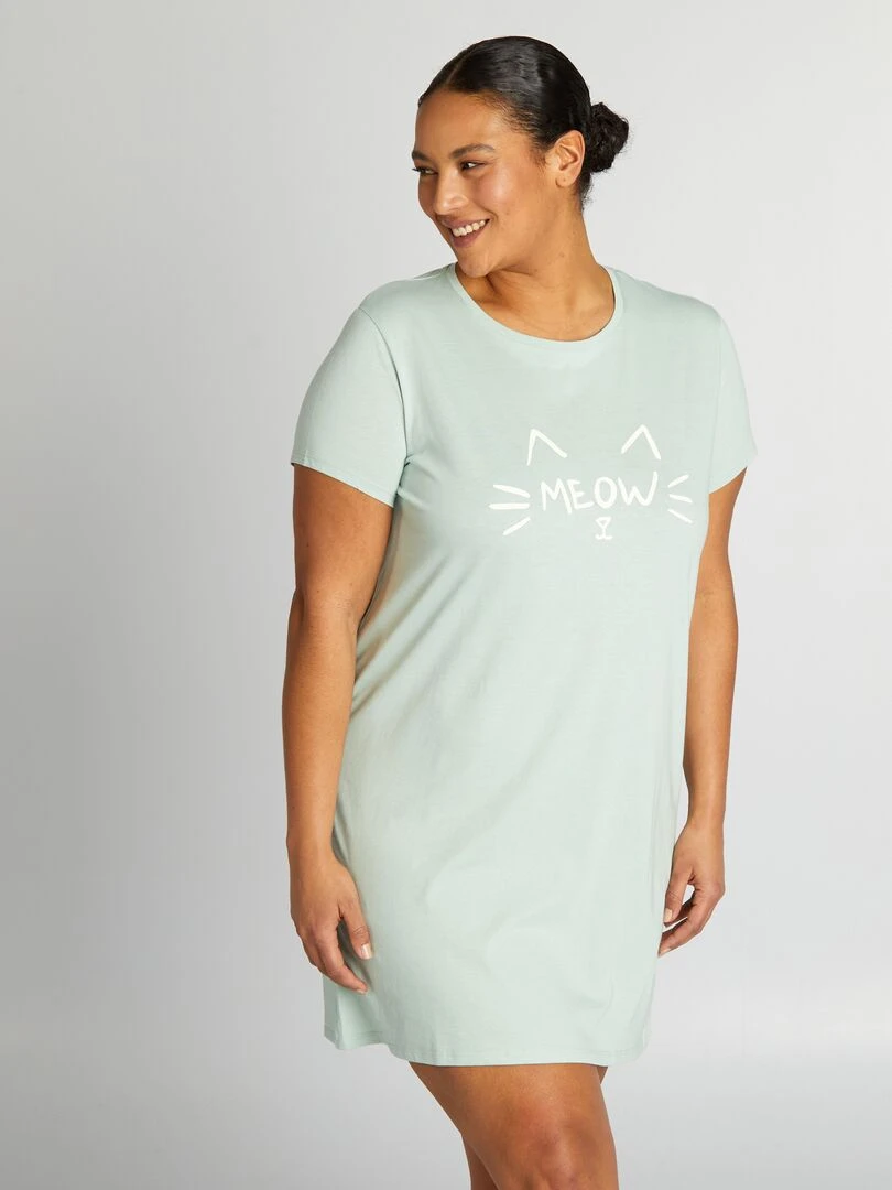 Chemise de nuit tee shirt imprimée Vert d'eau