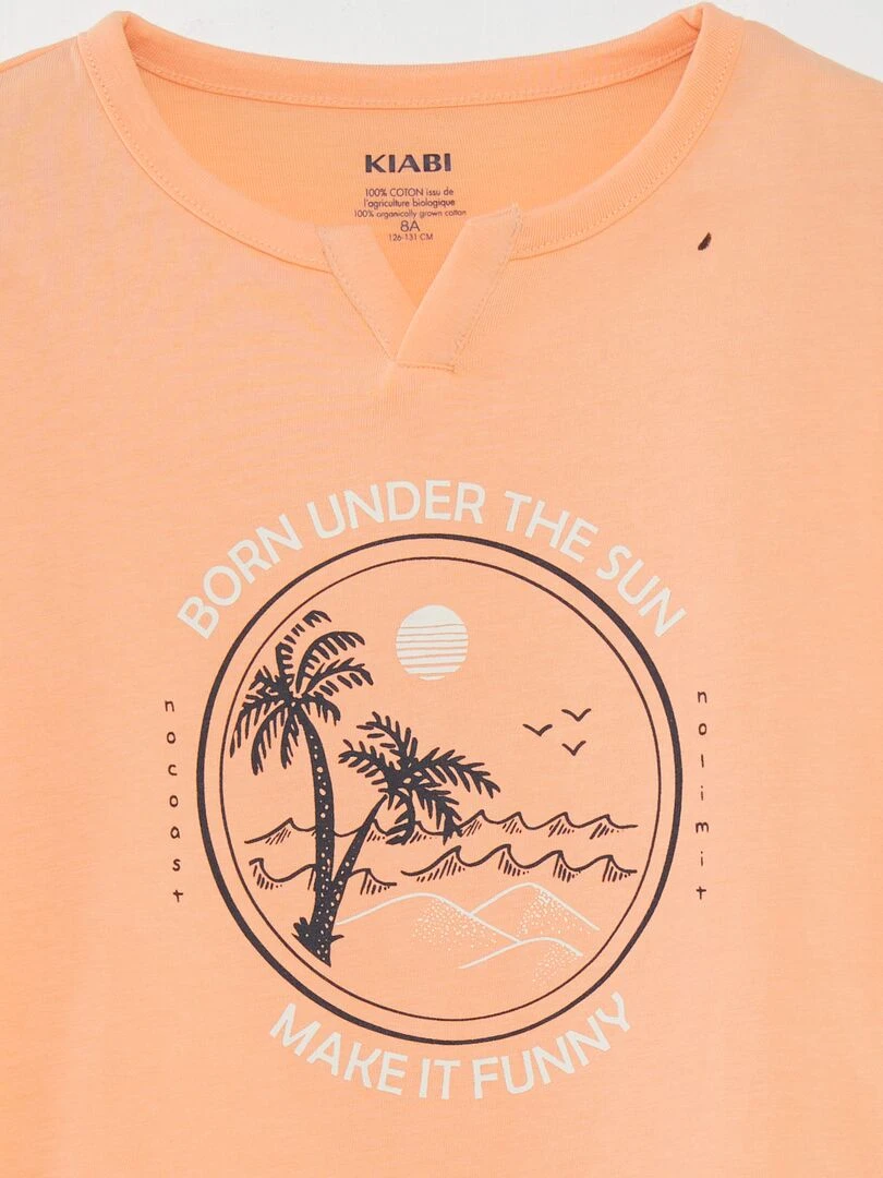 T shirt en jersey imprimé 'palmiers' Orange