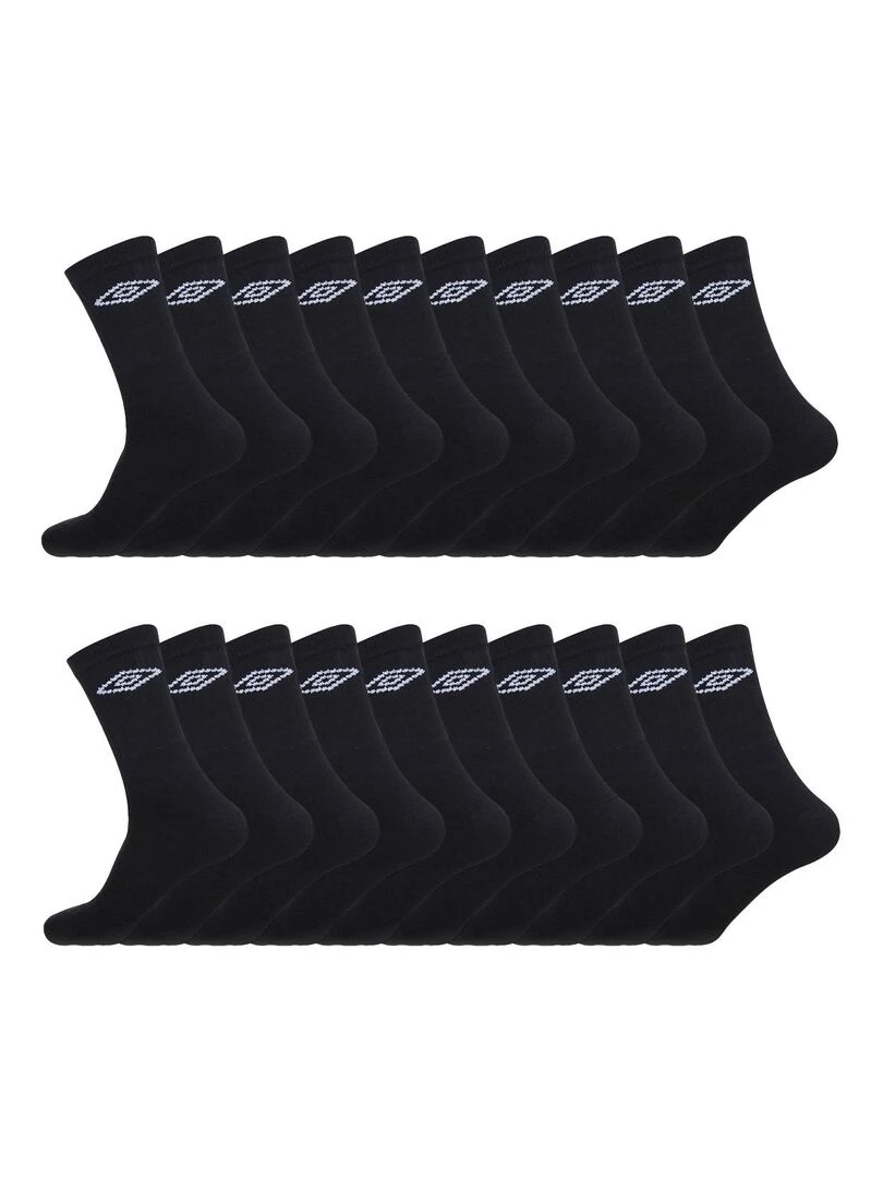 Lot de 20 Paires de Chaussettes Tennis homme Noir Umbro Noir