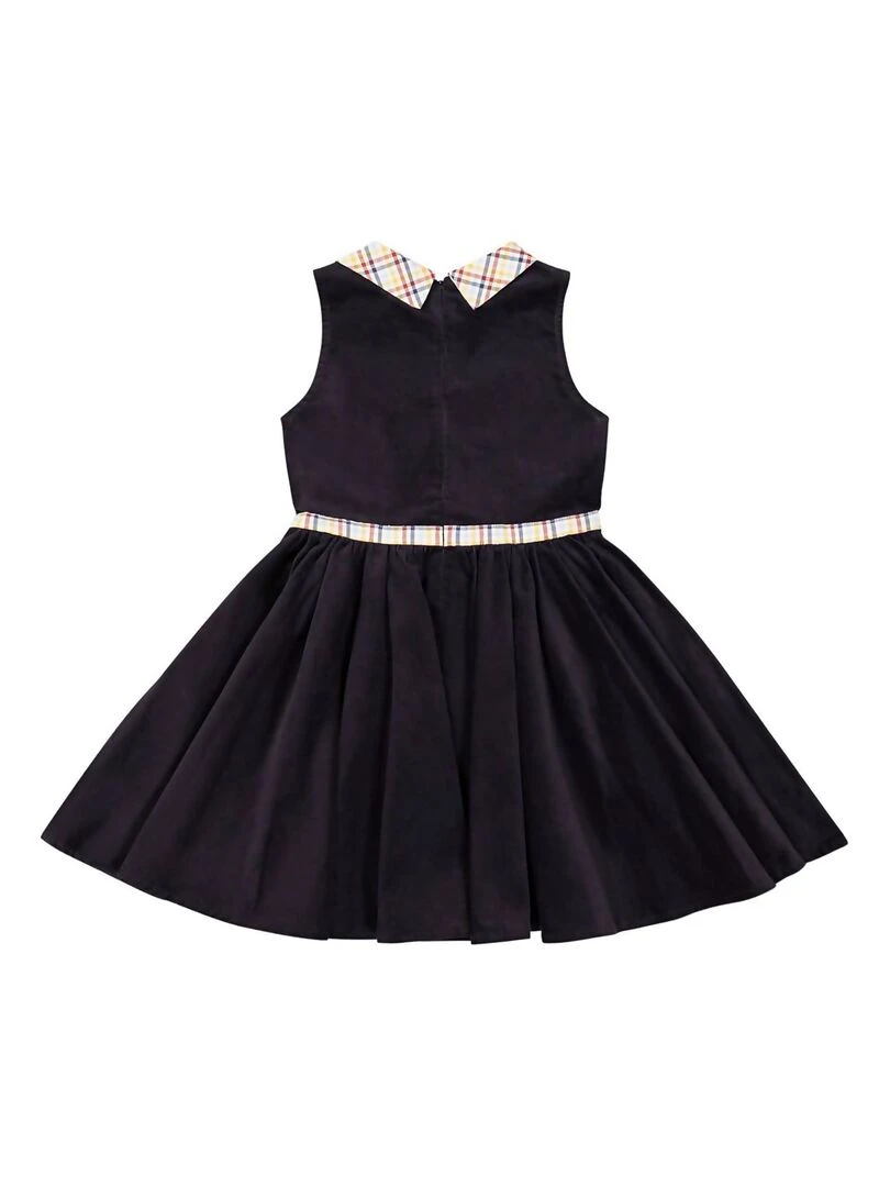 Robe qui Tourne Fille  Velours Bleu Marine  Col Claudine  HEPBURN   'LA FAUTE A VOLTAIRE'   Bleu marine