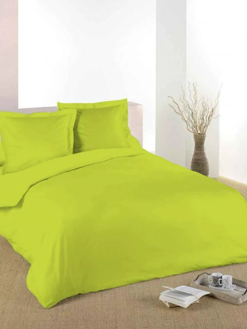 Housse De Couette Anis 260 X 240 Cm / 100% Coton / 57 Fils/cm² Pour Lit 2 Places "king Size" Vert anis