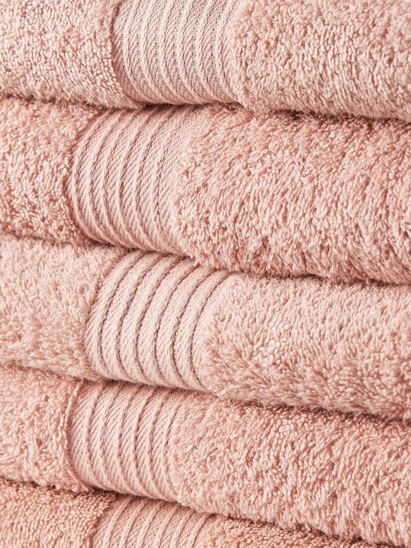Lot de 10 serviettes de toilette coton uni ESSENTIAL Rose