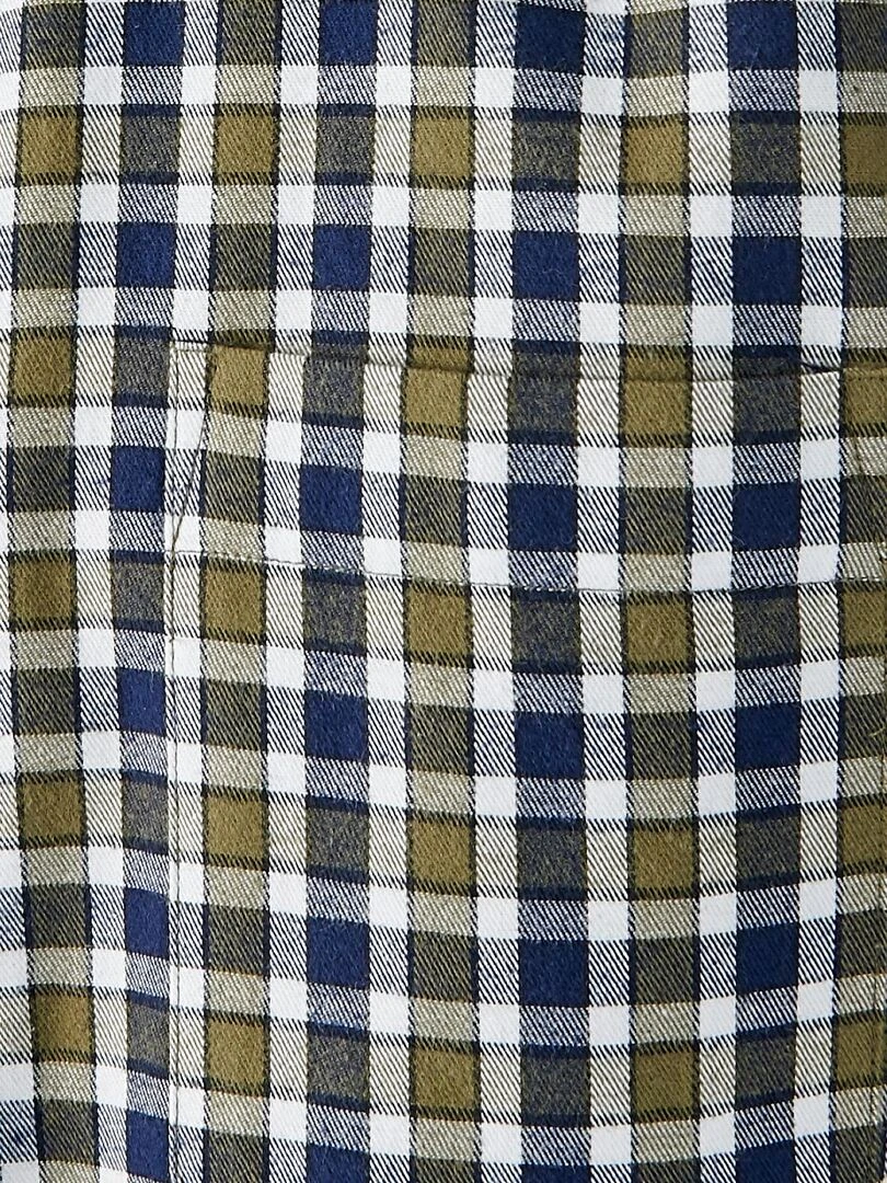 Chemise carreaux grattée pur coton doux   Damart   Kaki