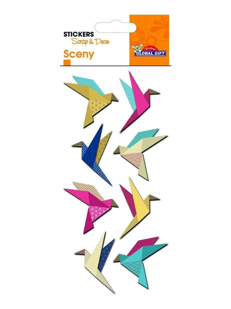 Autocollants en relief à paillettes Origami oiseaux N/A