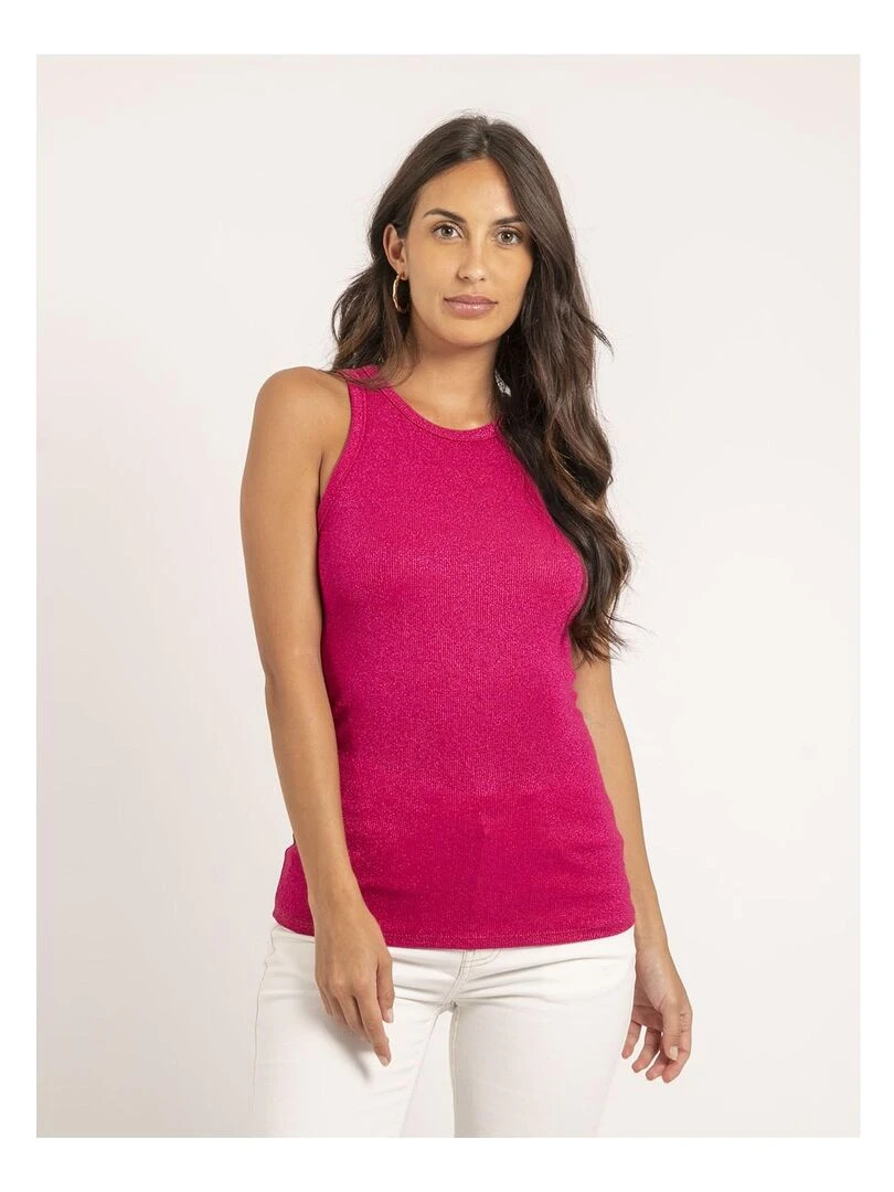 Débardeur maille côtelée irisée FIANA Rose
