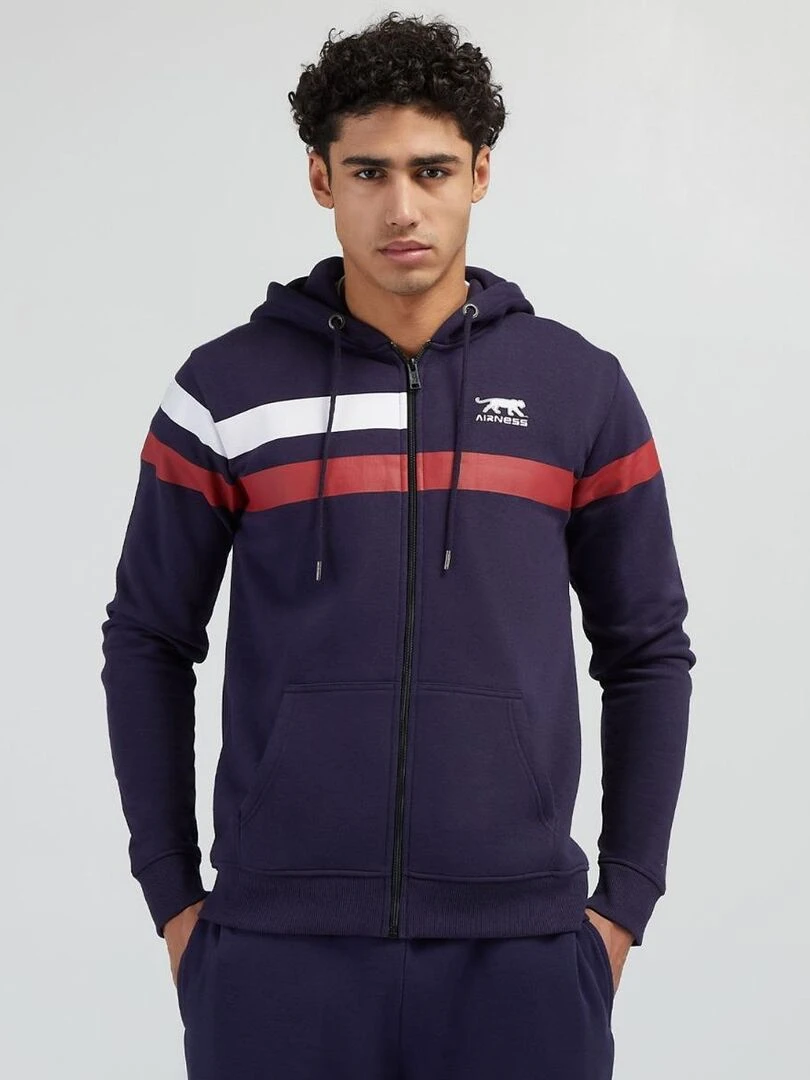 HOODIE ZIPPE TRICOLORE Airness Bleu marine