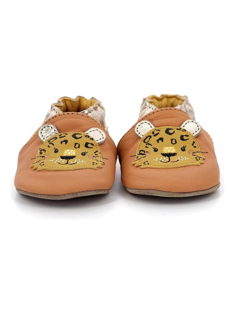 Chaussons Cuir Leopardo   Marron