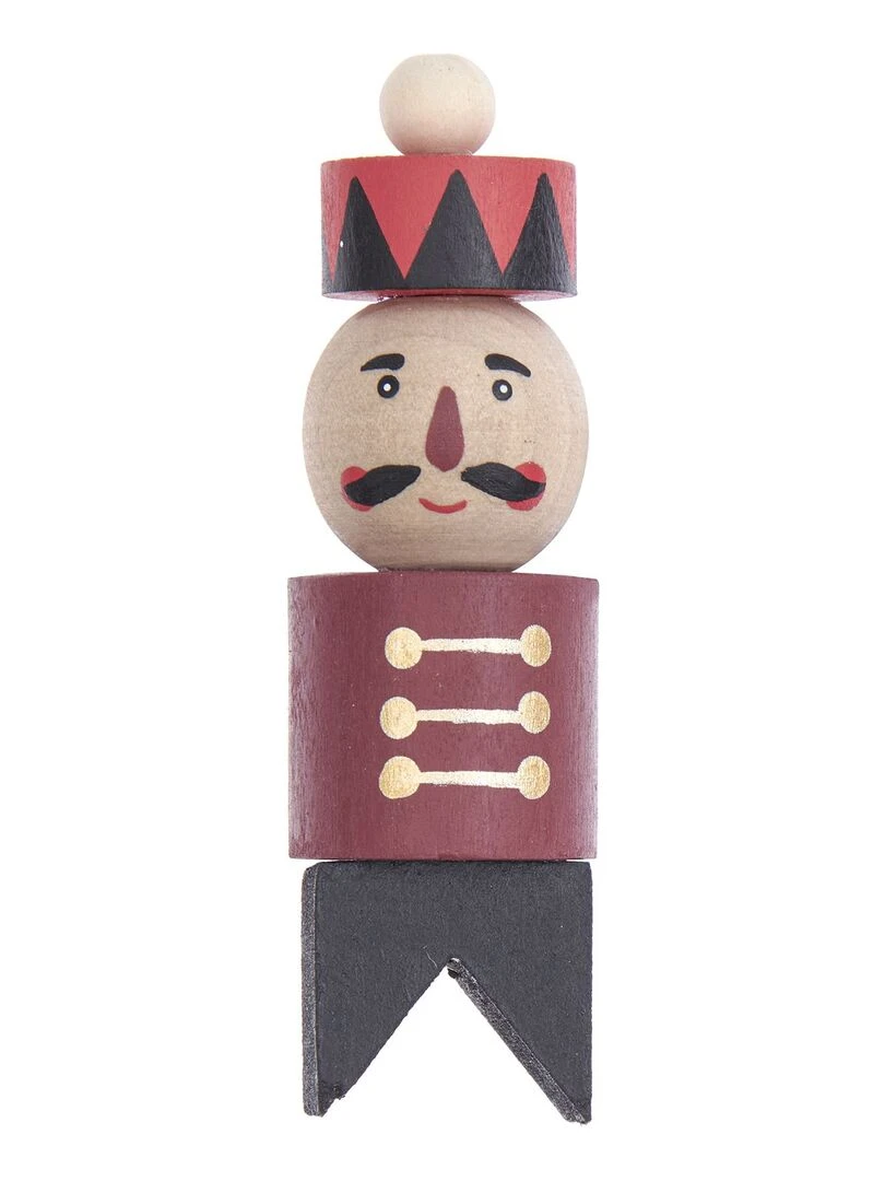 Casse Noisette en bois noir et rouge 9 cm Rouge