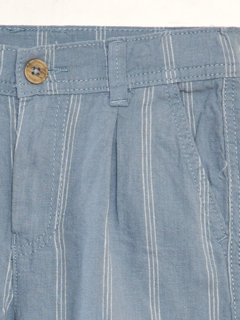 Bermuda chino en lin   Bleu