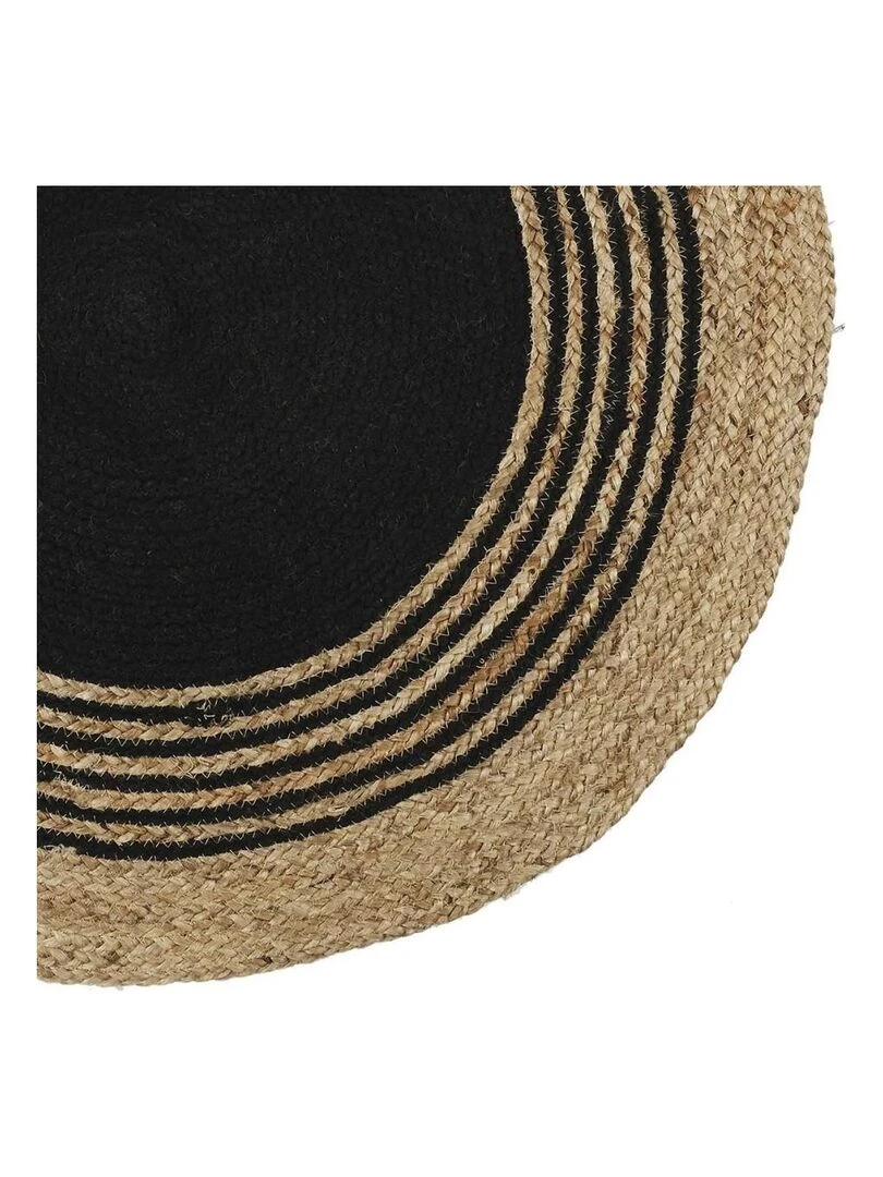 Tapis rond jute coton noir D90 Noir
