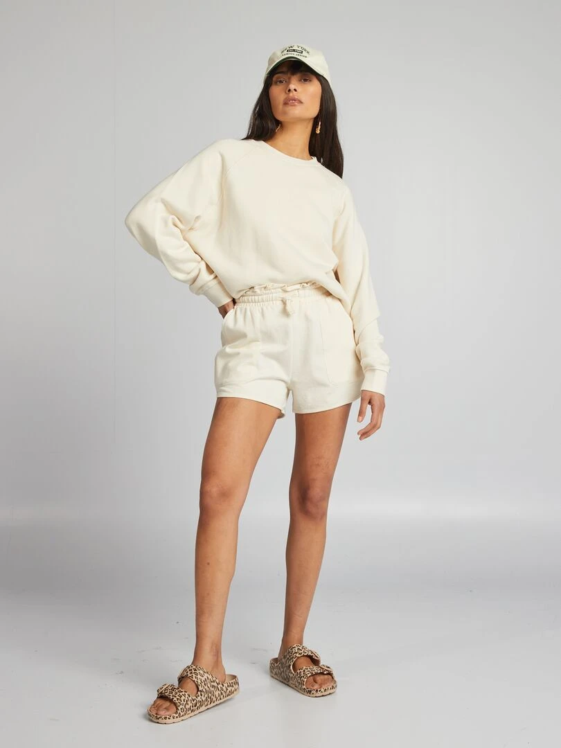 Short court avec taille élastiquée Blanc