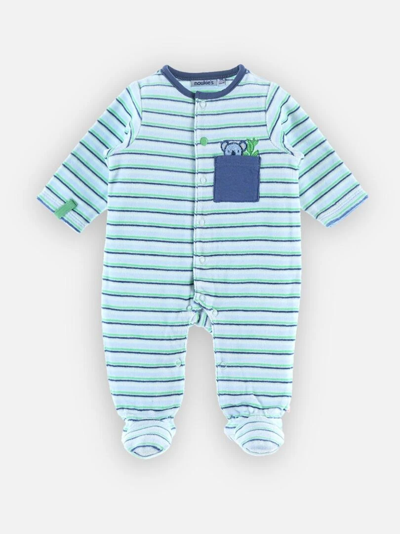 Pyjama dors bien en velours rayé Noukie's Bleu
