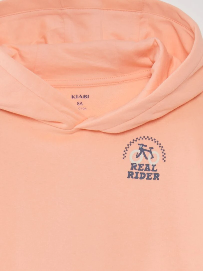 Sweat à capuche effet loose et poche kangourou   Rose