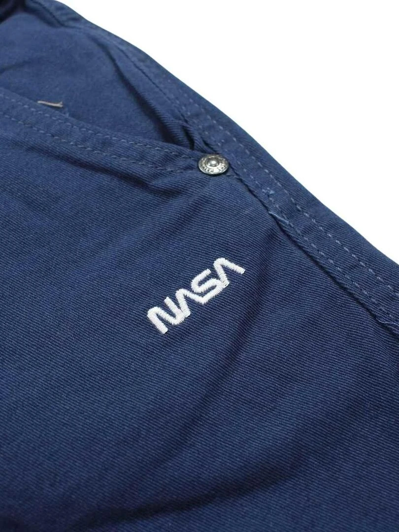 Nasa   Bermuda garçon imprimé logo en coton   Bleu marine
