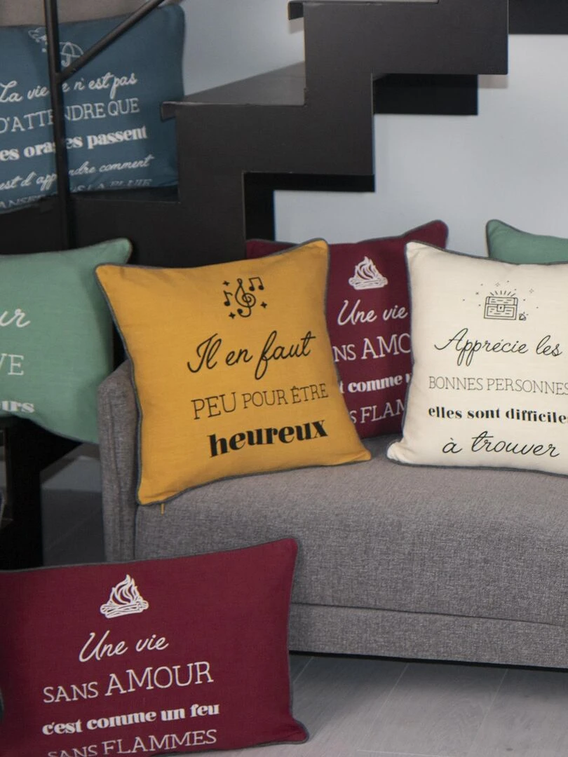 Coussin déhoussable "Apprécie les bonnes personnes..." Beige coquille