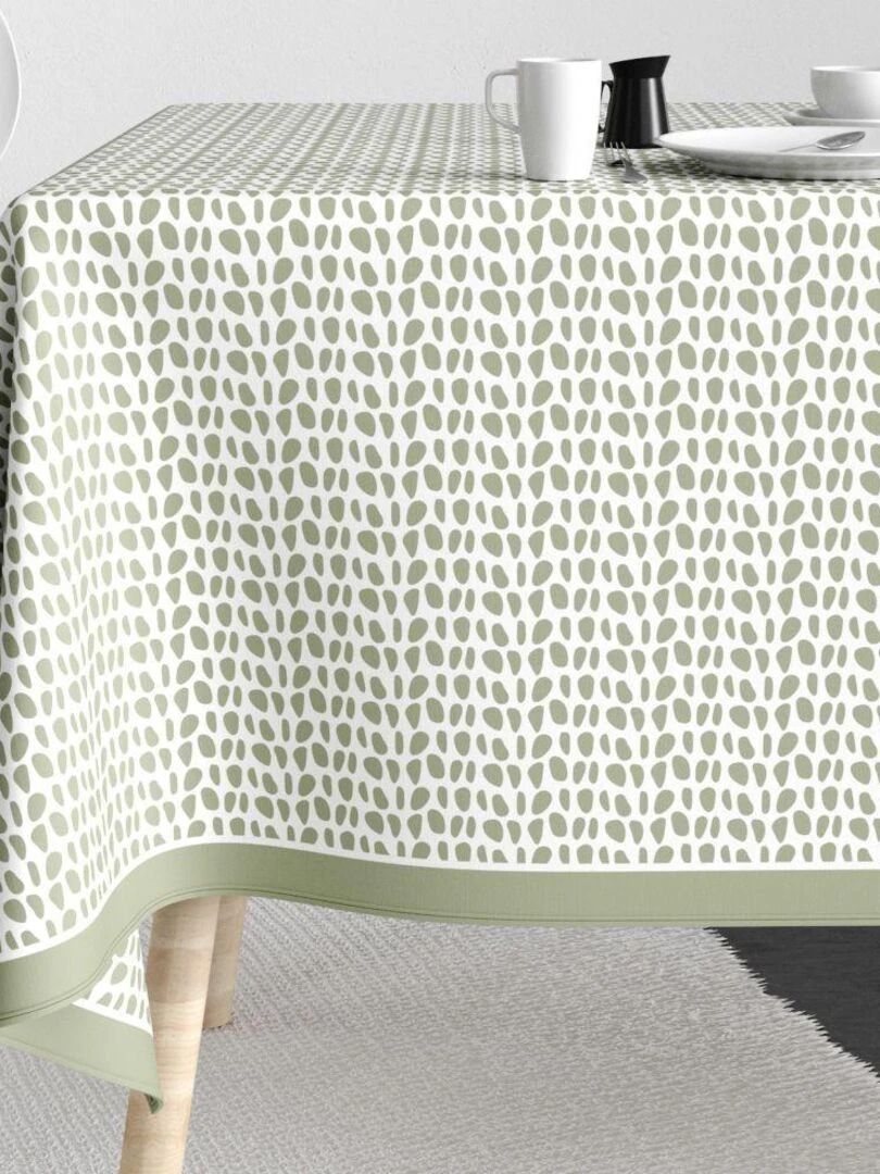 Nappe rectangulaire anti tache en Coton Raza Sauge Vert