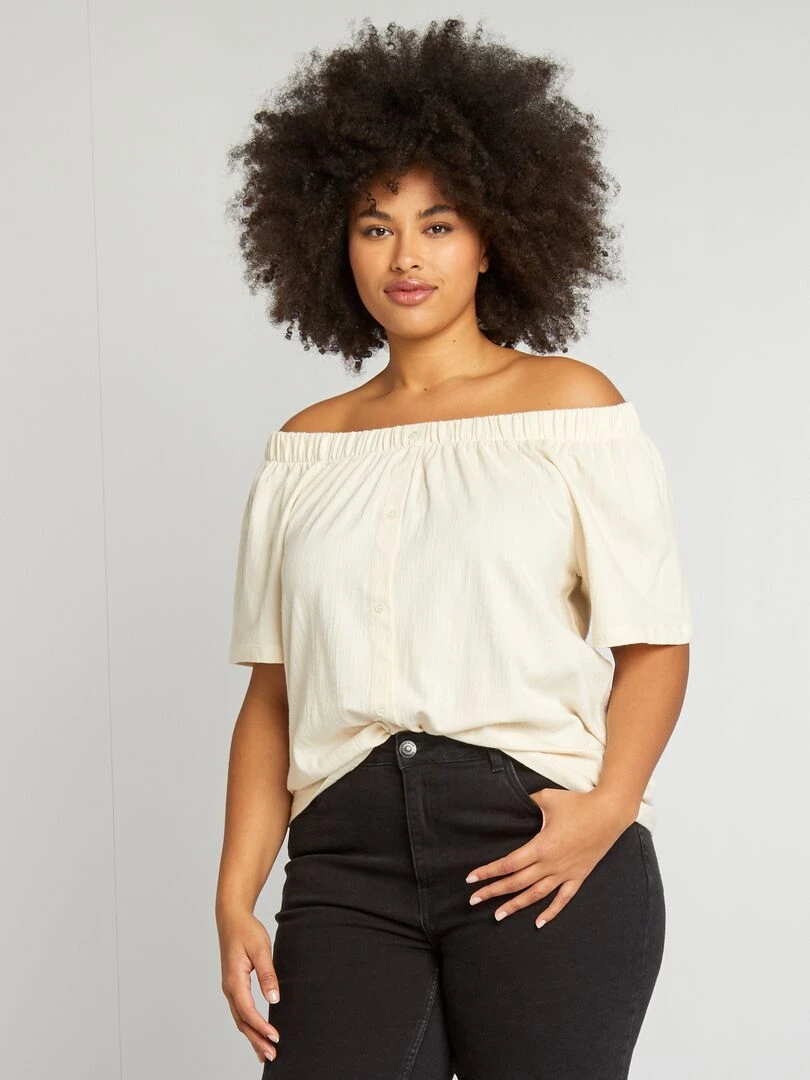 Tee shirt col bardot Beige