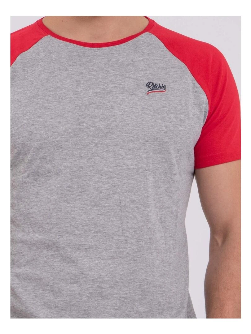 T shirt col rond pur coton NAMUR   Rouge