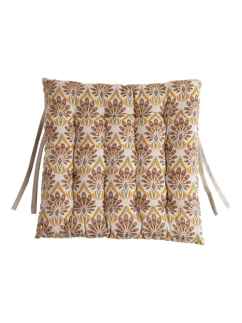 Galette de chaise en coton PEACOCK 'Deko&co' Blanc Marron