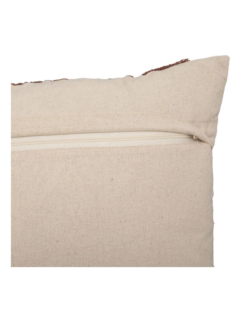 Coussin avec bande en macramé   Marron foncé