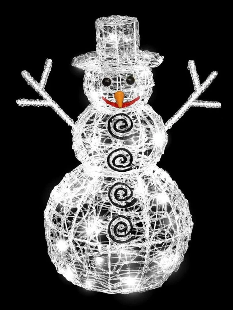 Décoration lumineuse LED extérieur Bonhomme de neige H60 cm Blanc