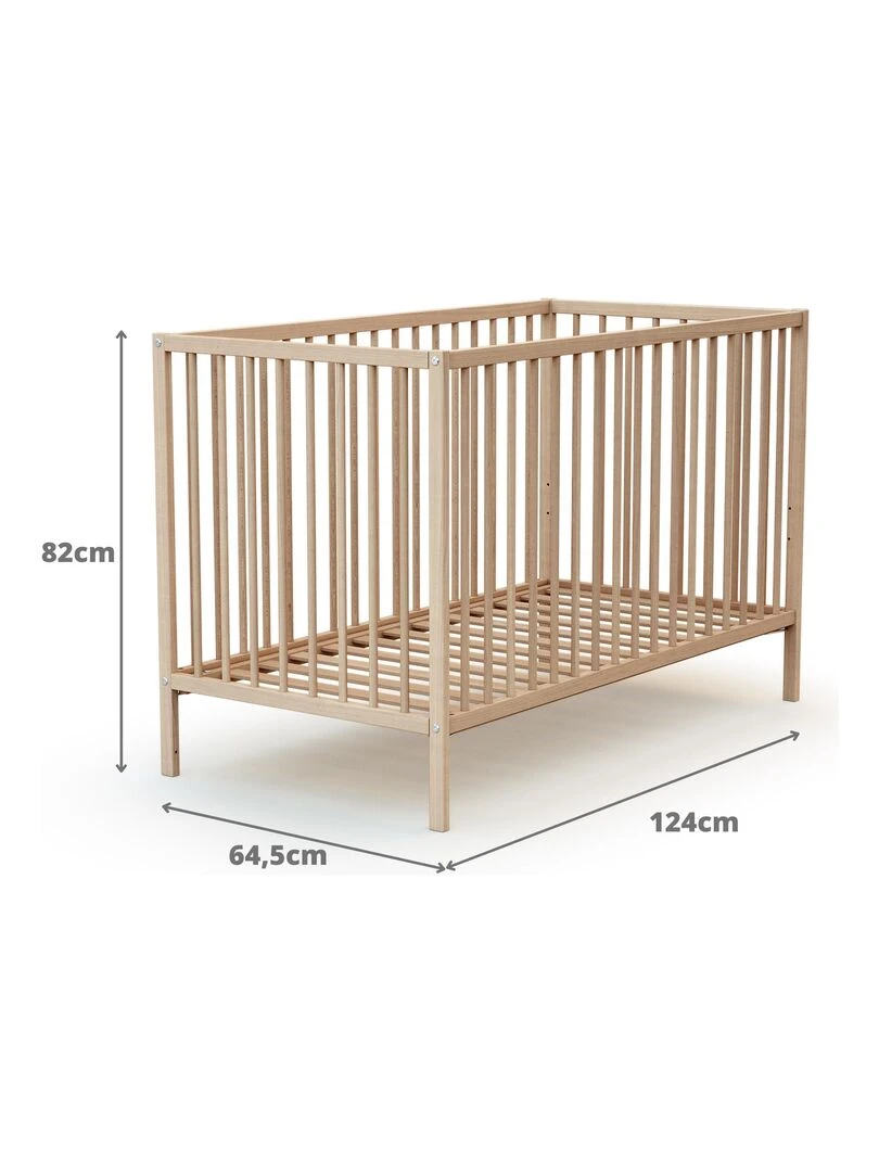 WEBABY Lit bébé en bois   Marron clair