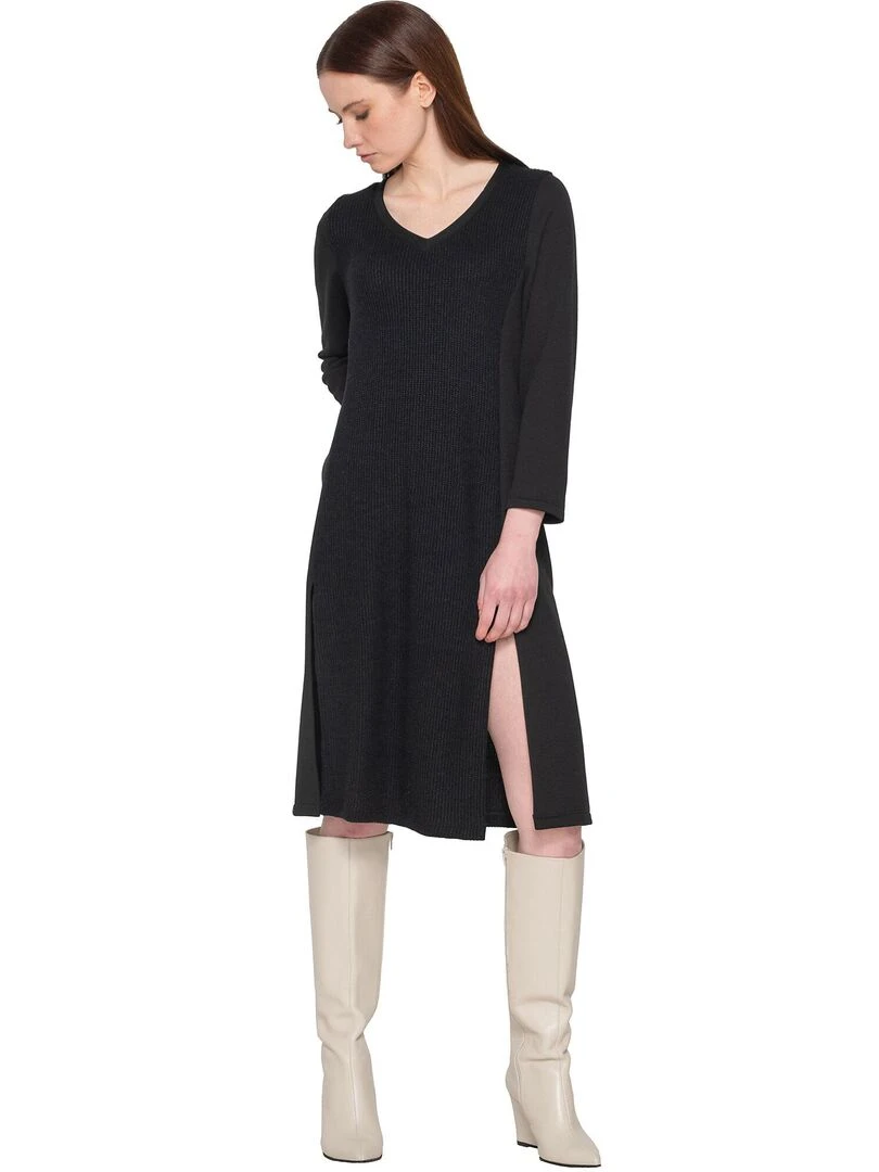 Robe fendue mi longue Sweetened   Noir