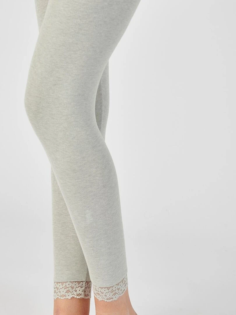 Legging long dentelle Thermolactyl Sensitive   Damart   Gris chiné
