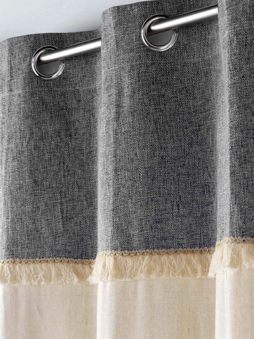 Rideau à parement frangé   gris anthracite