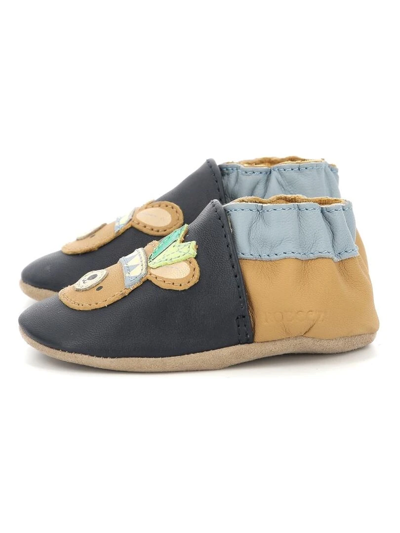 Chaussons Cuir Forest Game   Bleu marine